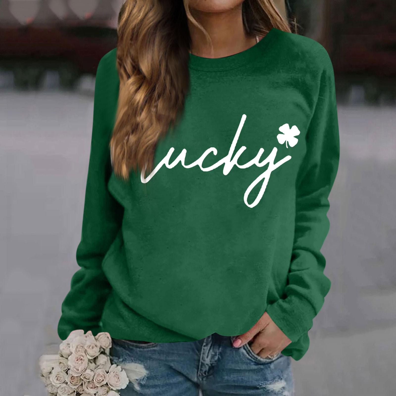 

Жіночий повсякденний модний пуловер з довгим рукавом і круглим вирізом M зелений