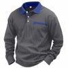 Men's Casual Loose Colorblock Lapel Button Long Sleeve Top