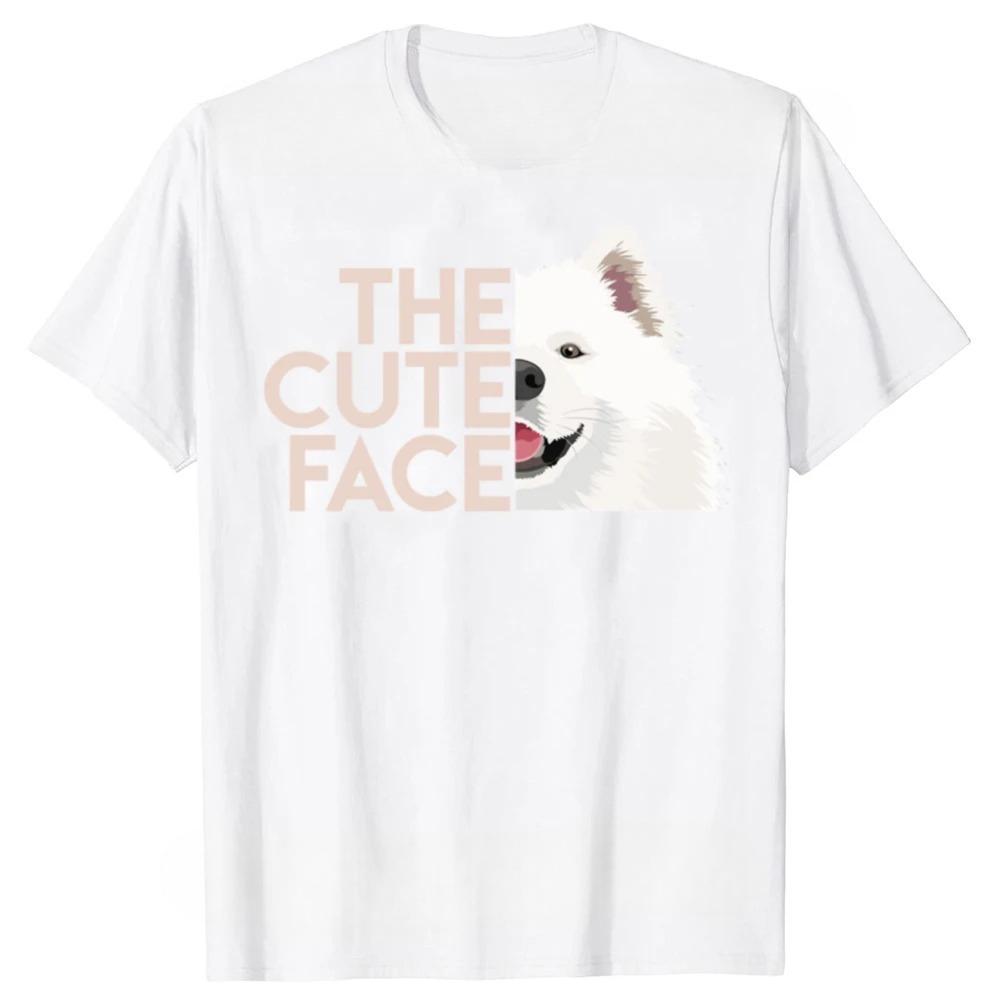 Funny The Cute Face Samoyed Dog Graphic Printed T-shirts Women's Fashion Casual Tshirt Loose Summer Comfort Clothes