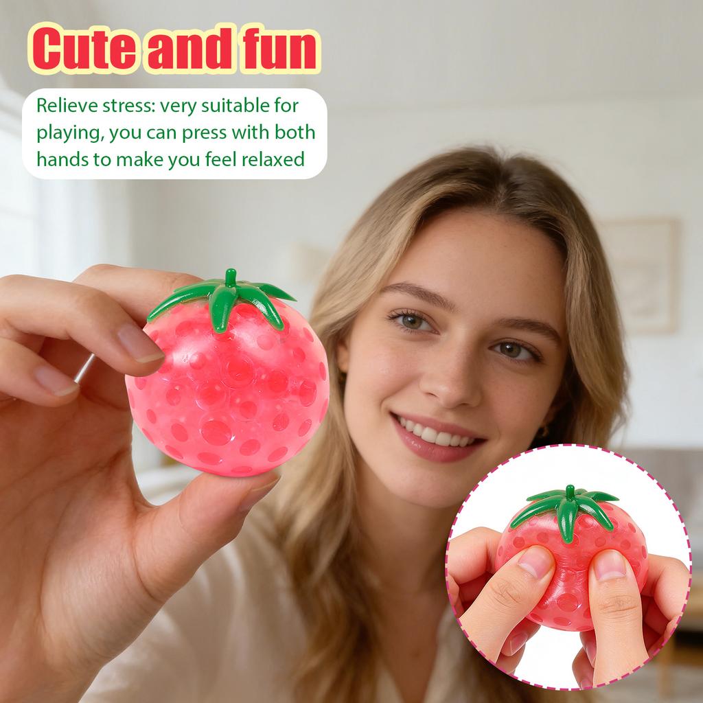 Soft Rubber Beads, Tomato-shaped Stress-relieving Toy For Children, Fruit-shaped  Ball.