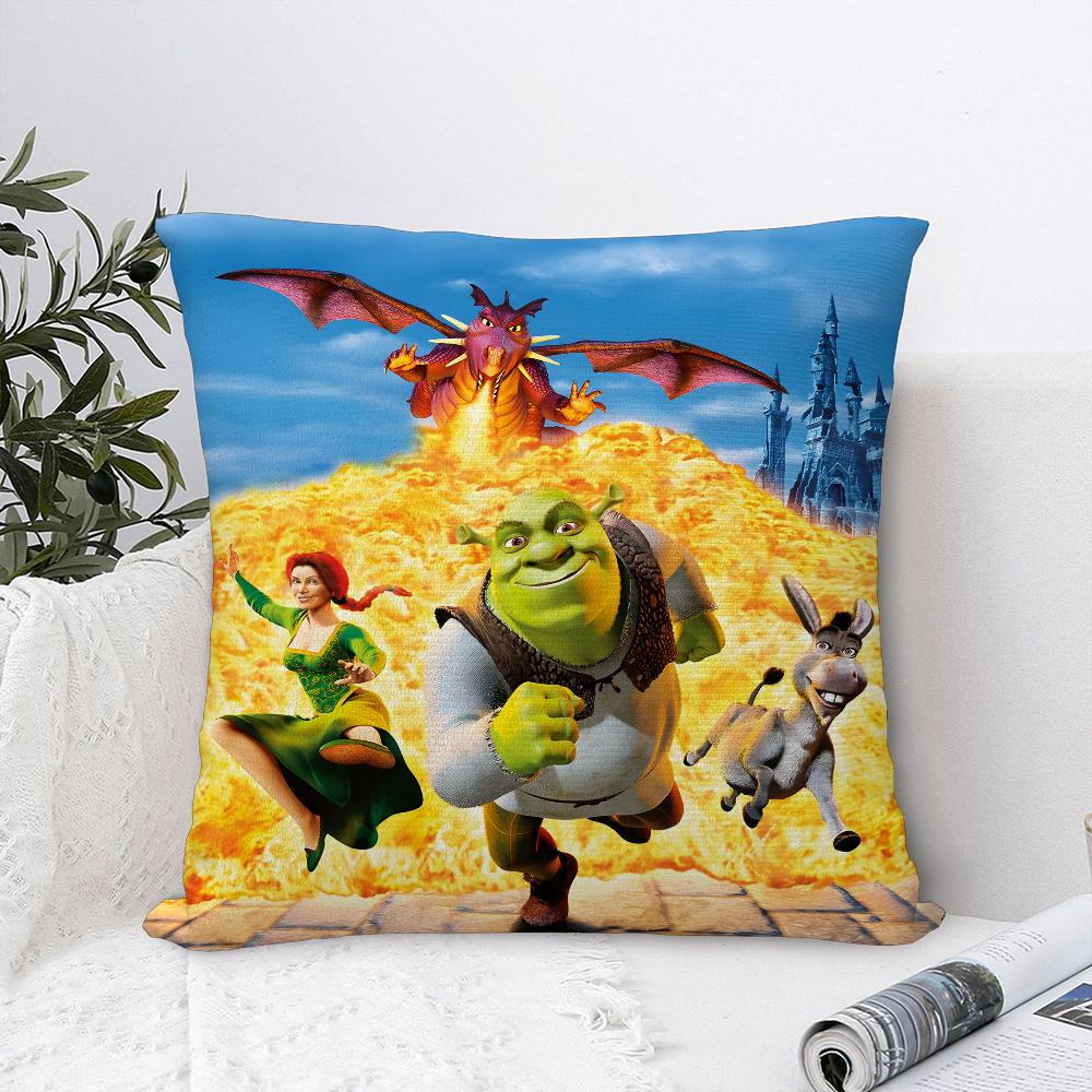 Federa Cuscino Divertente S-Shrek Film Fantasy Decorazione Divano Casa Stampa Fronte/Retro Peluche Quadrato Copricuscini Decorazione Cuscino