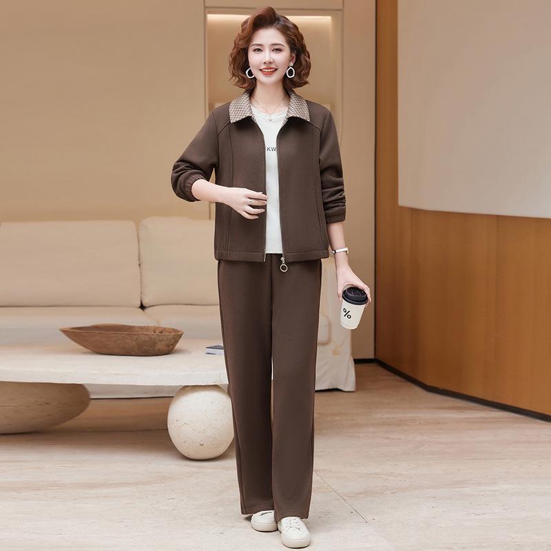

2026 Elegant Spring Suit: Stylish Two-Piece Set for Middle-Aged & Elderly Women - Perfect for Autumn Casual Wear XL (45-57.5 kg)