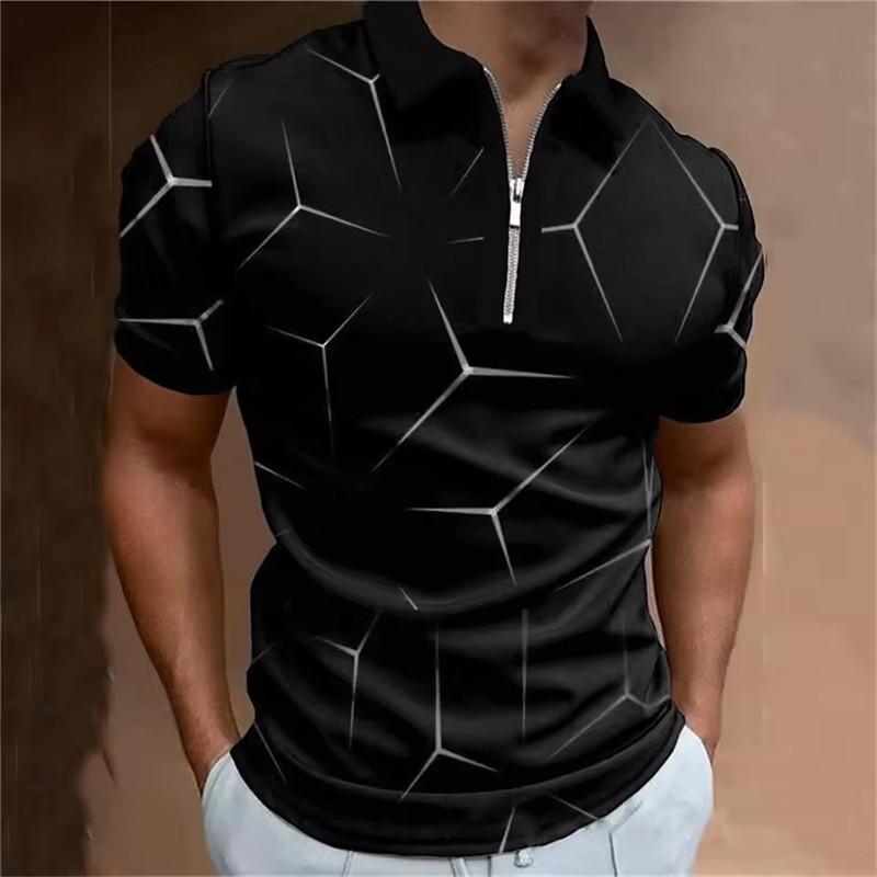 T-shirt short sleeved 3D printed fashion abstract geometric pattern POLO T-shirt