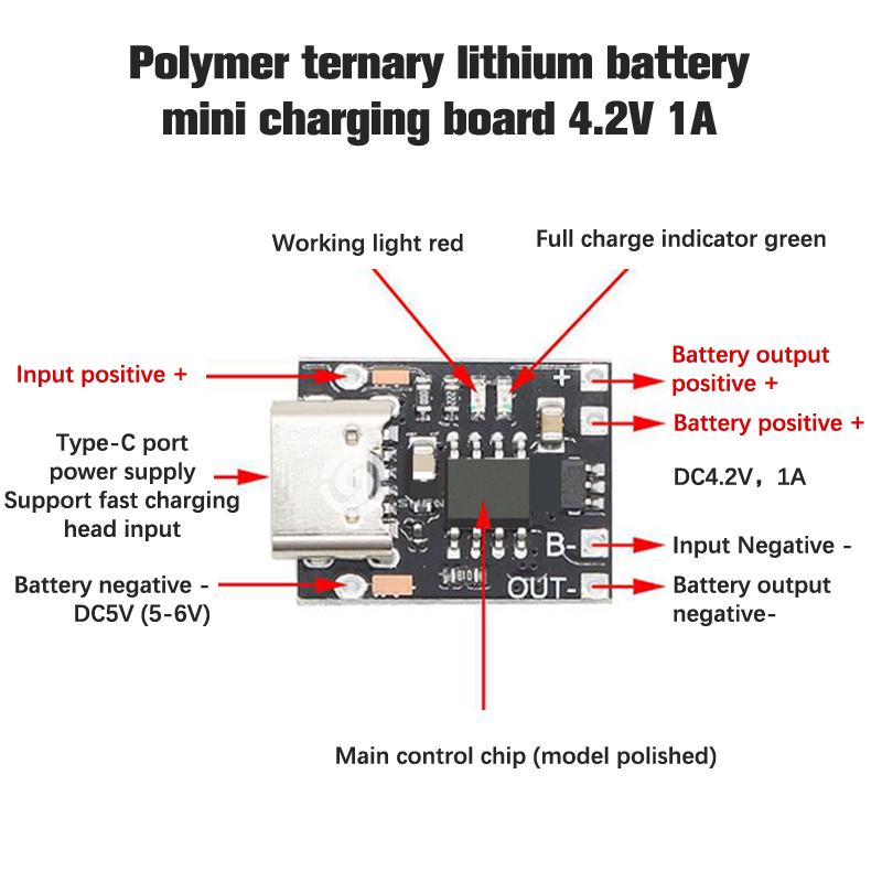 Mini Lithium-Batterie Ladeplatine Lademodul Typ-C mit Schutzplatine