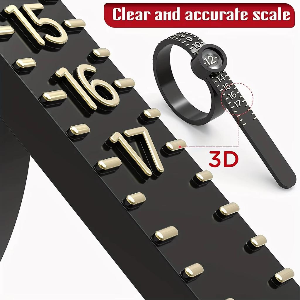 Ring Sizer with Magnifier - US/UK/EU Jewelry Measuring Ruler for Finger Size Ring Size Measuring Tool