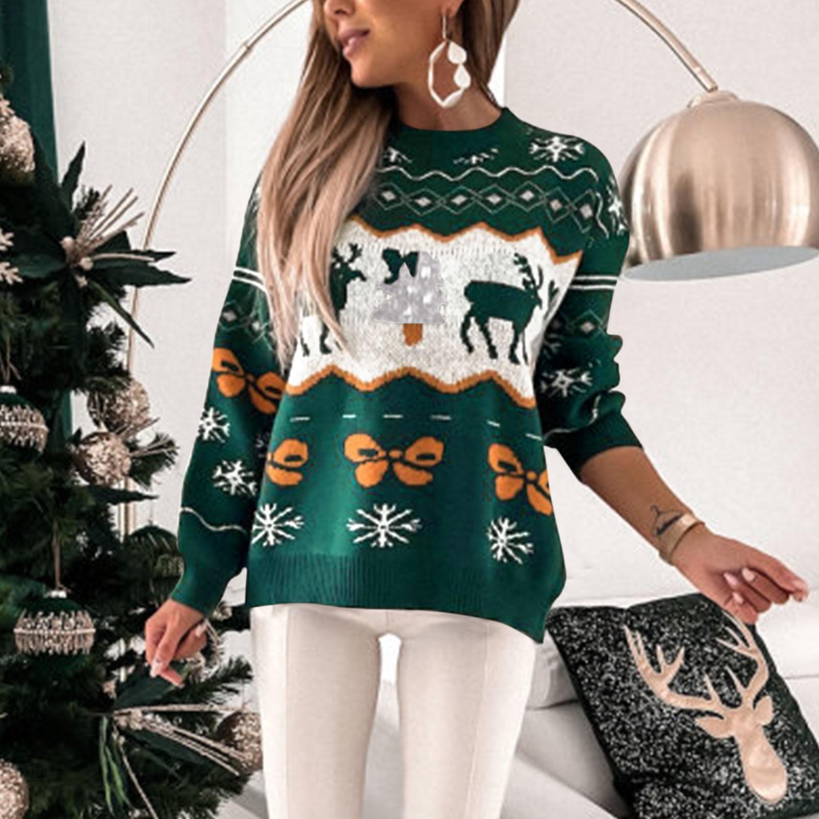 

Женский модный рождественский свитер, свитер с длинным рукавом и высоким воротником M зелёный