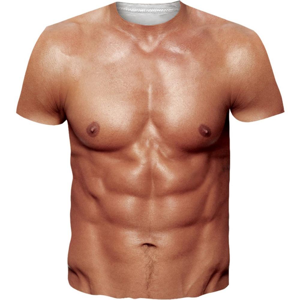 Funny Hairy Chest Graphic T Shirt Men 3d Printed Muscle Fake Abs Short Sleeve T-shirt Summer Spring Cosplay Costume Tee Shirts