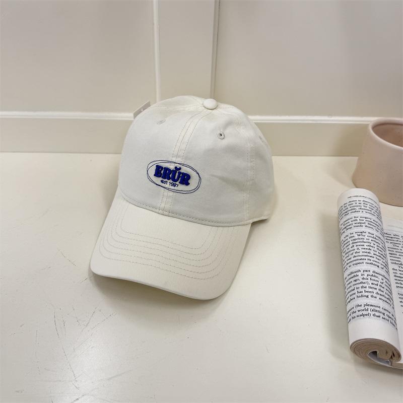 Simple small letter embroidered baseball cap women washed soft top wide brim big face versatile cap men