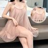 Beautiful Yarn Sweet Pure Wind Suspender Female with Chest Pad Fairy Wind Flower Mesh Nightdress