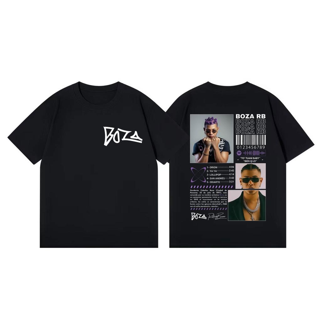 Singer Boza Mas Negro Que Rojo Album Merch Tshirt High Quality Fashion Oversized Tshirts Unisex Women Casual Short Sleeve T Shirt