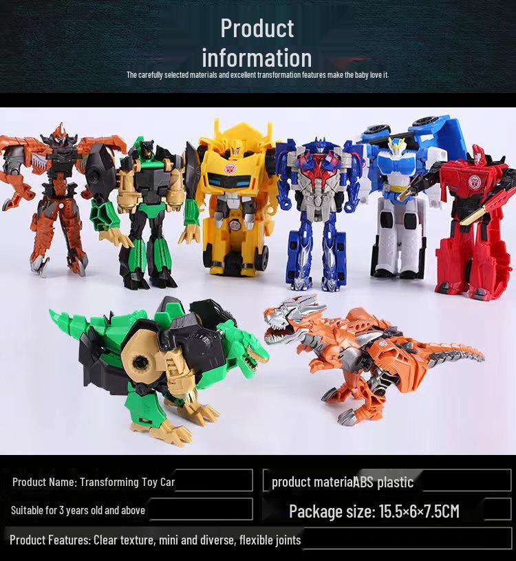 Children's One-Step Transforming Optimus Prime & Bumblebee Autobot Dinosaur Toy