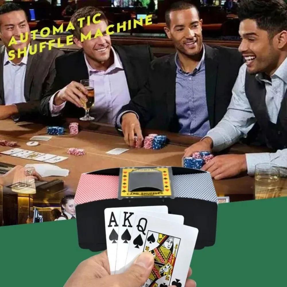 Automatic Poker Card Shuffler Board Games Battery Operated Playing Cards for Shuffle 2 Deck Automatic Hand Crank Home Card Games