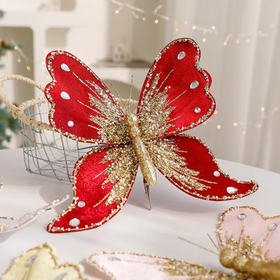 

Fabric Glitter Butterfly Ornament Artificial Butterfly Christmas Tree Hanging Decoration for Ceiling Wall Tree Wreath Decor ціан