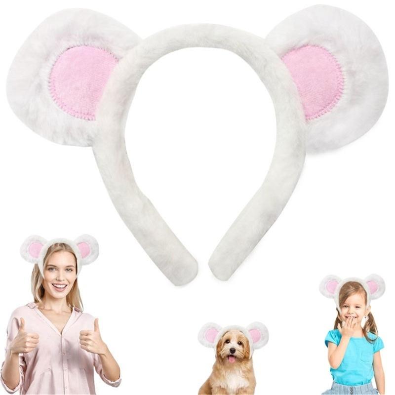 4Pcs Hair Hoops Set with Bear Themes Costume Headband Nose for Themed Performances Photography and Role Play Event