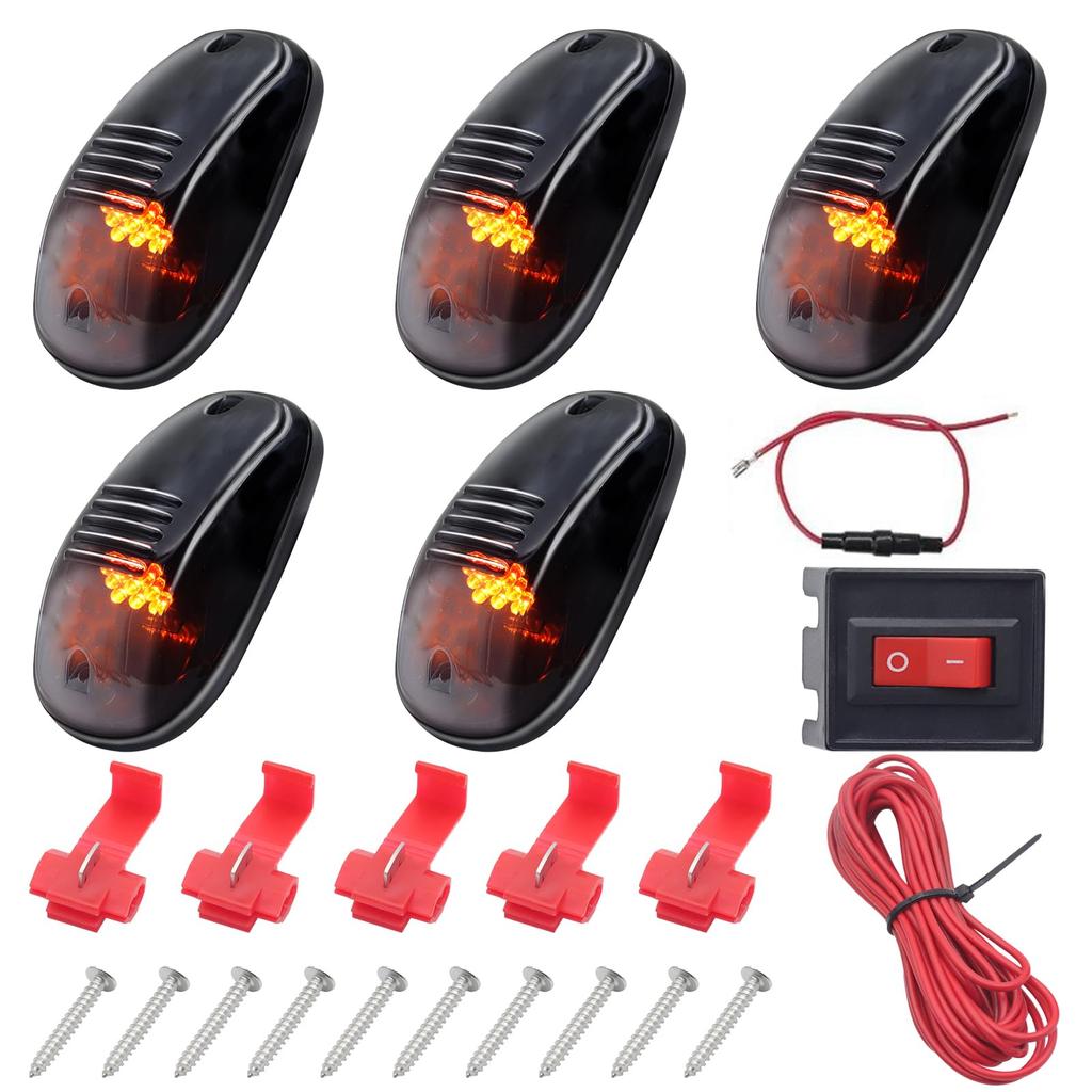 Ygmylandbb LED Roof Marker 9 LED Cab Marker Universal Set of 5 Lights, 12V, Lights, Amber,