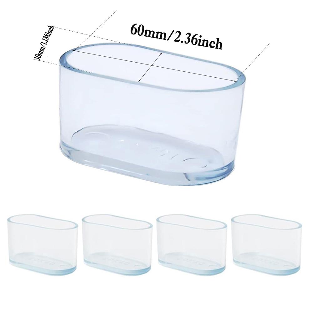 4Pcs Clear Silicone Oval Chair Leg Covers - Furnitures Feets Protectors, Oval Chair Leg Caps