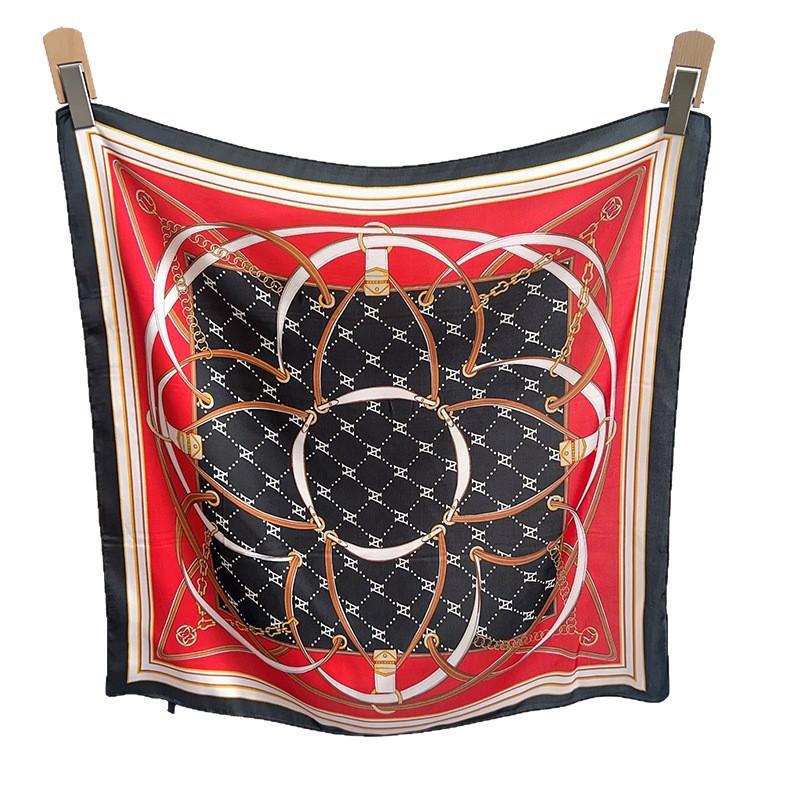 Korean Version of the New Summer Chain Simulation Silk Printing Small Square Scarf Professional Scarf Decorative Headband Silk Scarf Neck Protection
