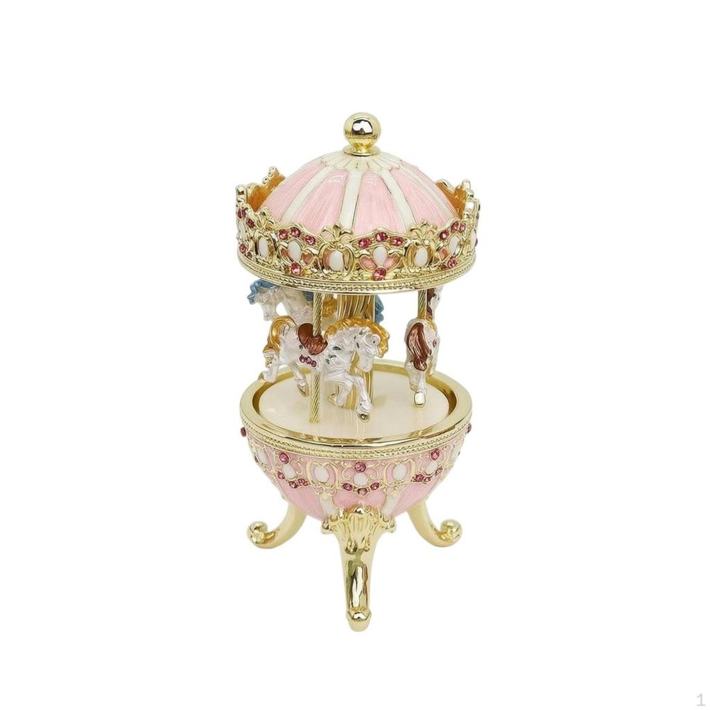 Whirligig Musical Box Horse Ornate Decoration for Collectors, Kids,