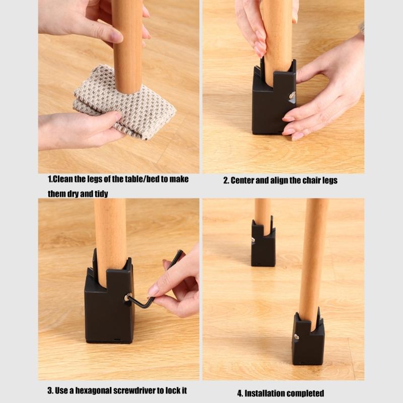 Set of 4 Sturdy Plastic Bed Risers 2Inch Thick Leg Extenders Accessory for Desk Chair Sofa Storage Solution Use