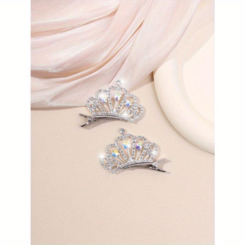 

2pcs Women Rhinestone Crown Decor Luxury Hair Clip For Hair Decoration Claw Clips Hair Claws Hair Barrettes серебряный