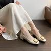 Women Shoes Fashion Pumps Designer Square Buckle Patent Leather High Heels Shoes OL Dress Shoes