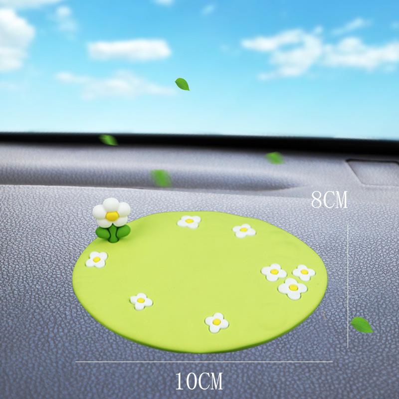Fresh Flower Cartoon Anti-slip Car Mat – Phone Holder & Perfume Organizer for Console Licensed Genuine Product