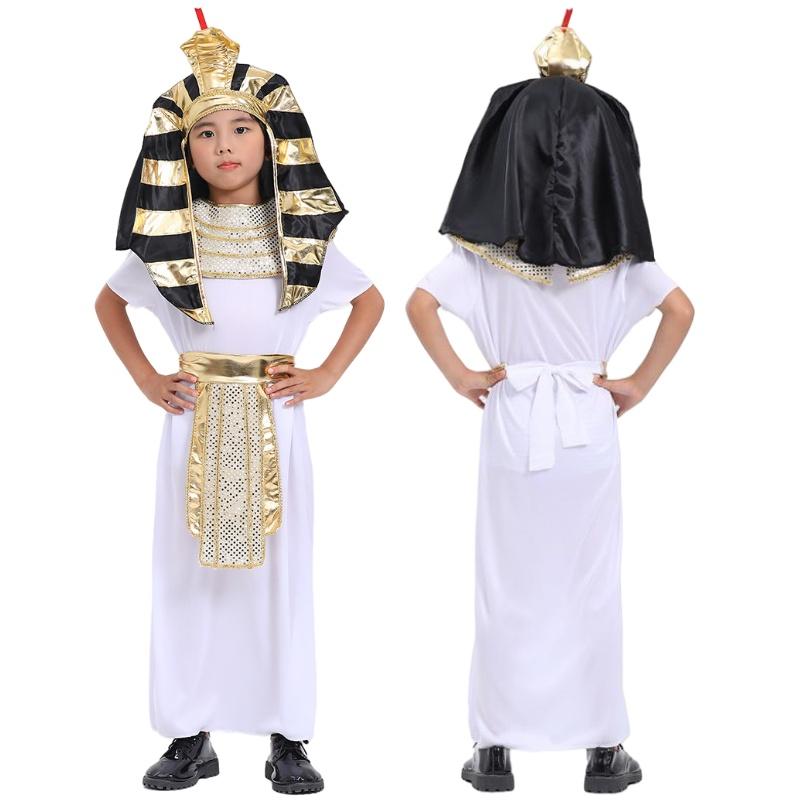 Child Pharaoh Cosplay Costume Ancient Egyptian King Outfit Halloween Props Party