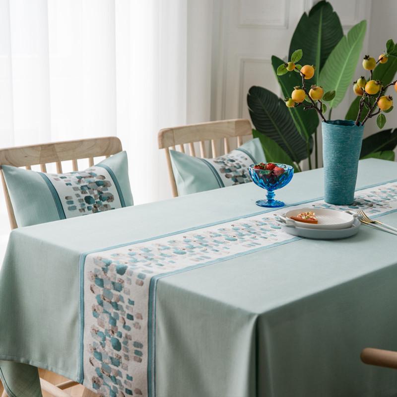 Waterproof Tablecloth Solid Color Plain Color Imitation Cotton And Linen Fringed Lace Geometric Rectangular Dining Table Coffee Table Tablecloth