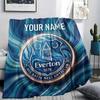 Custom Name,Everton FC Printed Flannel Blanket, soft throw for bedroom sofa, washable, Christmas present, great gift.