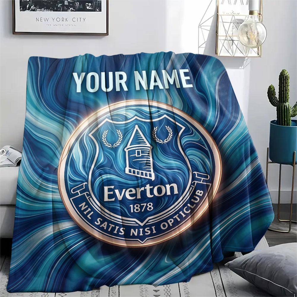 Custom Name,Everton FC Printed Flannel Blanket, soft throw for bedroom sofa, washable, Christmas present, great gift.