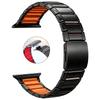 Magnetic Clasp Watchbands Silicone + Titanium Band for Apple Watch Ultra 3 2 49mm Bracelet fot Series 11 10 9 8 7 6 & SE Straps