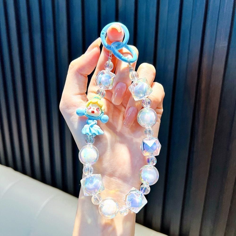 

Милый мультяшный ремешок для мобильного телефона для девочек, цветной ремешок для телефона, модная сумка, брелок для ключей синий