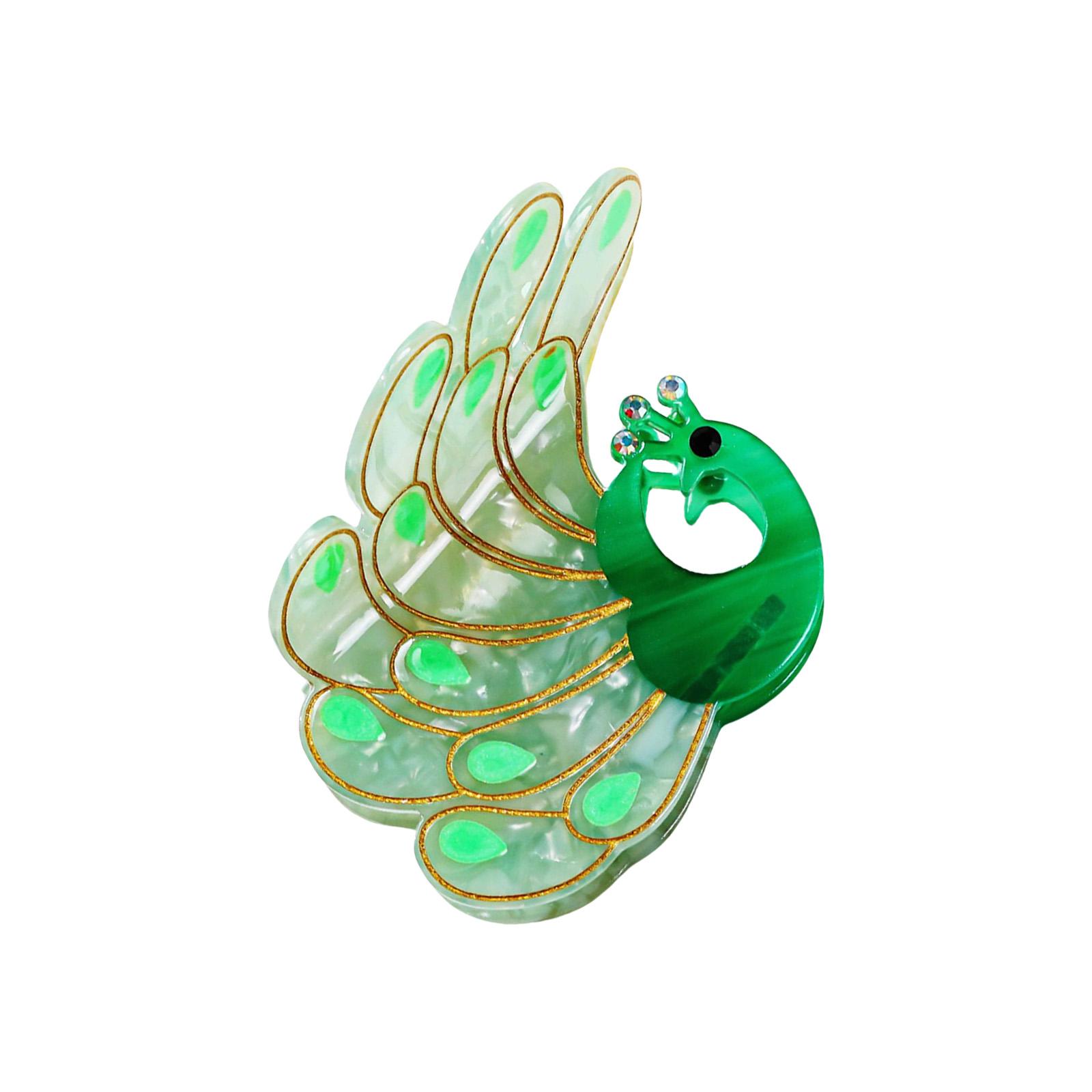 

Lightweight Acetate Hair Claw Clip Women Girls Hair Accessories Animal Peacocks Design Delicate Hair Grip зелёный