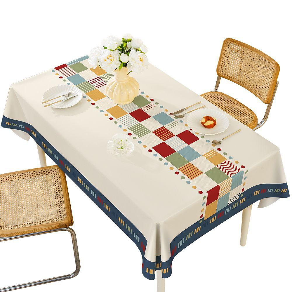 1PC Modern Simple PVC Dining Table Cloth Waterproof Oil-proof Anti-scalding Leave-in Table Cloth Non-slip Thermal Insulation