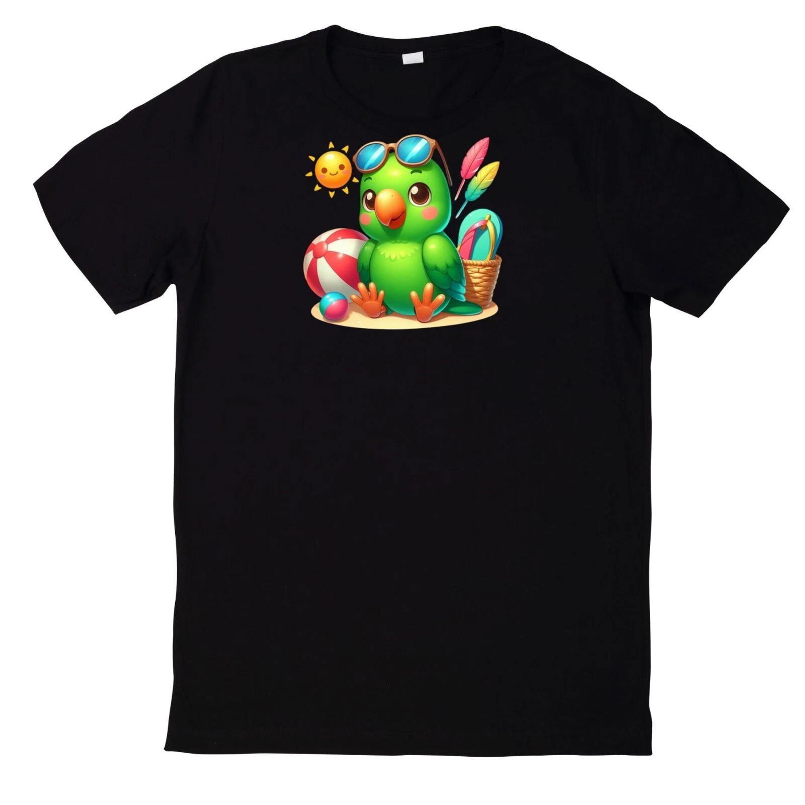 T-Shirt Niedlicher und lustiger grüner Papagei Motiv Baumwolle M