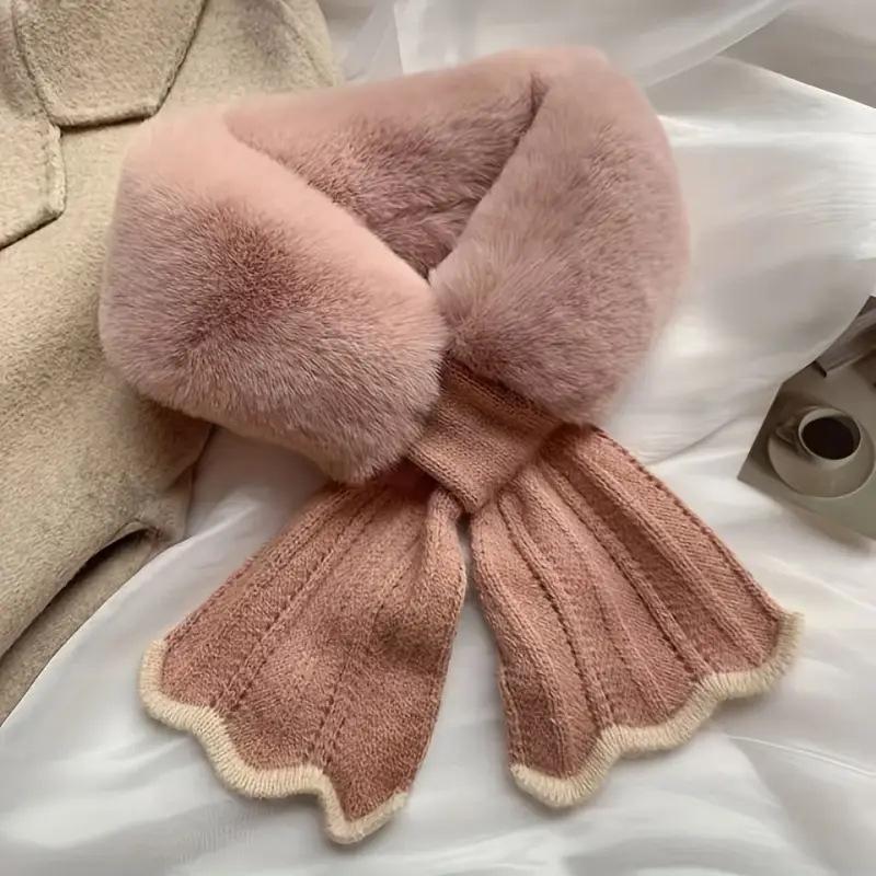 Hairy Scarf Women's Autumn and Winter Versatile Korean Version Thick Warm Knitted Plush Neck Cover