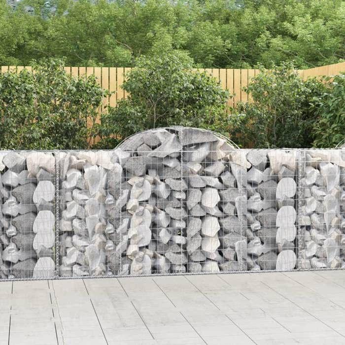 VidaXL Paniers à gabions arqués 12 pcs 200x50x100/120 cm fer galvanisé, gabion, cage de gabion, panier de mur de gabion, mur 3146330