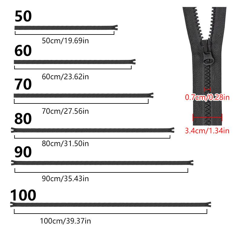 Long 50-100cm 8# Resin Zipper Single/Double Sliders Zippers Bag Pocket Open-End Zips Repair Kit DIY Sewing Garment Accessories