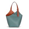 Niche Design Bag Women's Bag Color-blocking Handbag Bucket Bag Genuine Leather Tote Bag