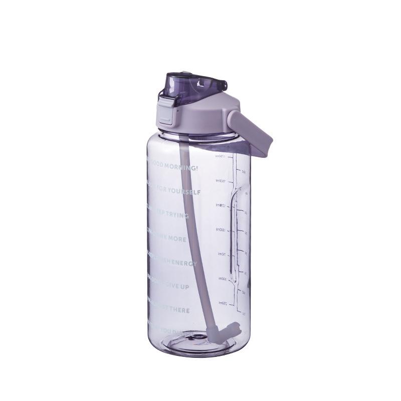 2-Liter-Wasserflasche mit Strohhalm, Kawaii-süße Trinksportflaschen mit Zeitmarkierung für Mädchen, Wasserkrug, Trinkgeschirr, Outdoor-Tasse