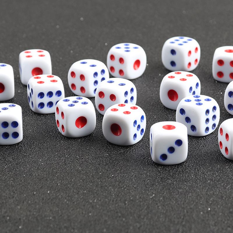 10/20/30/40PCS White Background Red Blue Dots Dice 10mm Size Classic Game Props Bar Party Gathering Supplies Board Game Dice ZYF