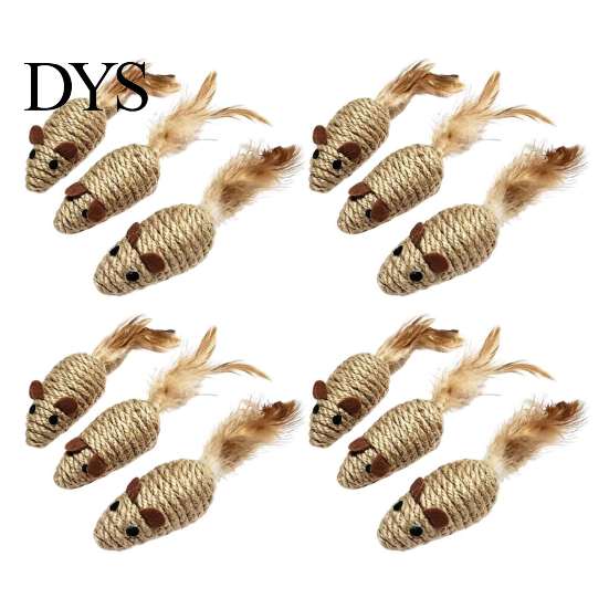 Interactive Pet Supplies for Multiple Cats Sisal Mouse Cat Toys, Feather Mice Kitten Chew Natural Toy Rope Rat Toys Teeth Cleaning, Indoor Self