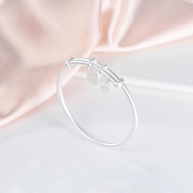 

S999 Полностью серебряный двухтактный брендовый браслет Fu Женский защитный браслет в национальном стиле Китай-шикарный дизайн Новый Adjustable size