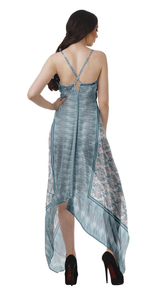 Moomaya Handkerchief Dress Women Printed Halter Summer Dresses Women