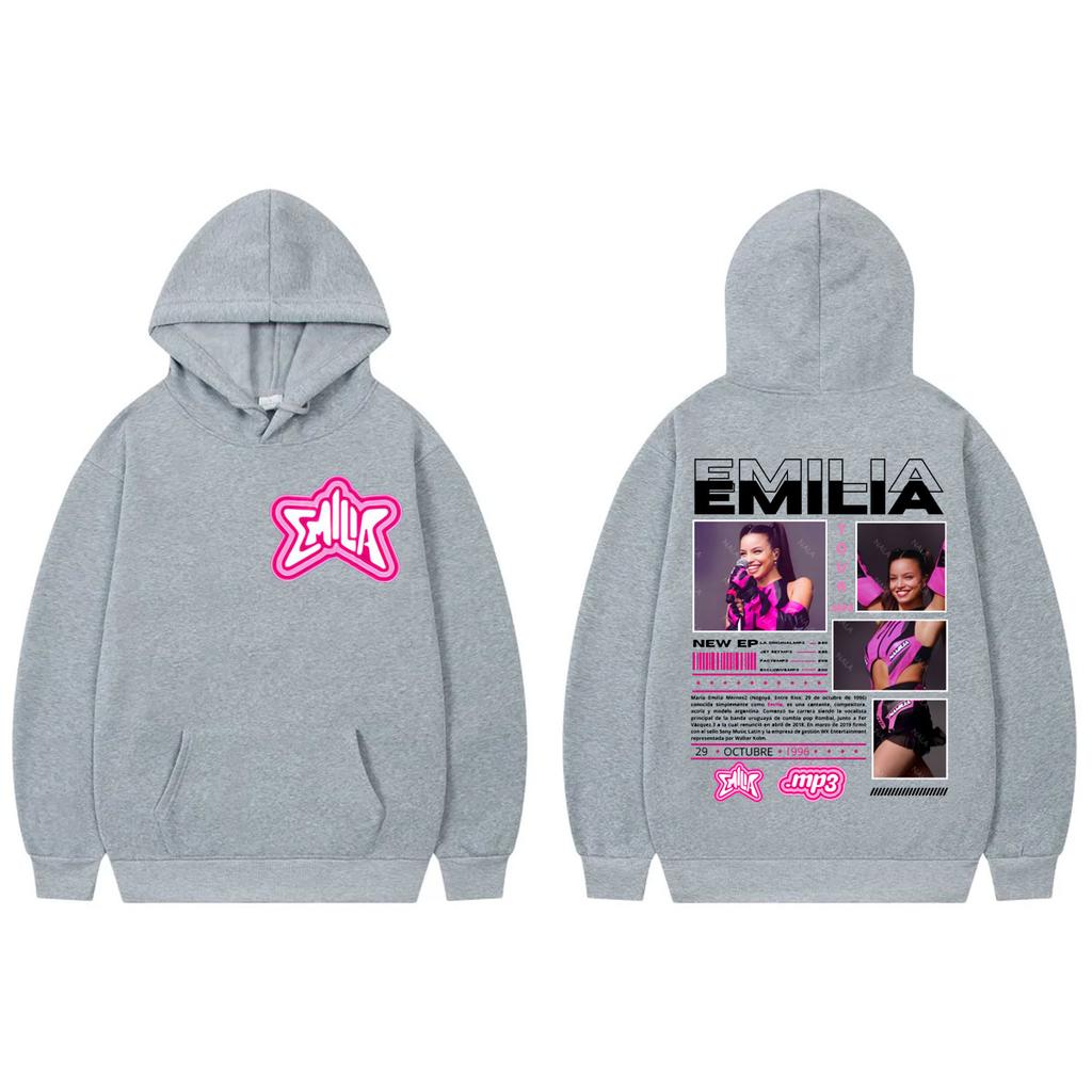 Emilia Mernes MP3 Tour Double Sided Graphic Hoodie Men Women Clothing Fashion Y2k Pullovers Casual Loose Long Sleeve Sweatshirts
