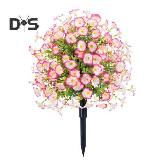 Faux Morning Glory Flowers Artificial Morning Glory Bush with Ground Spike Realistic Fake Greenery Shrubs for Outdoor Indoor Farmhouse Porch Patio