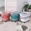 Caixa Dobrável para Ração Seca de Gato 20-30LB Balde Dobrável para Ração de Gato Grande Capacidade Caixa Barril para Farinha Multigrãos Arroz com Tampa e Rodas