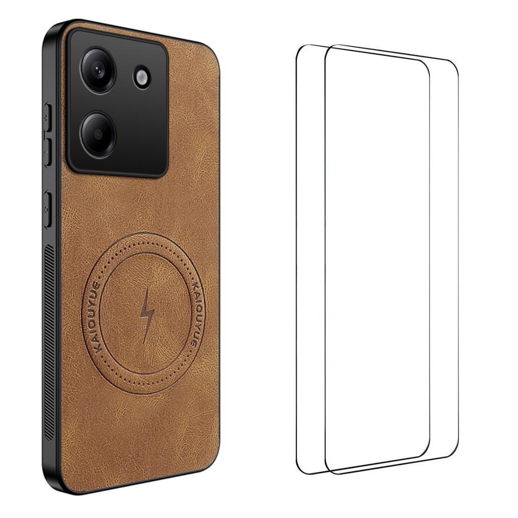 For Xiaomi Poco M7 Pro 5G Magnetic Case WANLONFENG SD Series PC TPU Phone Cover with 2Pcs Screen Film