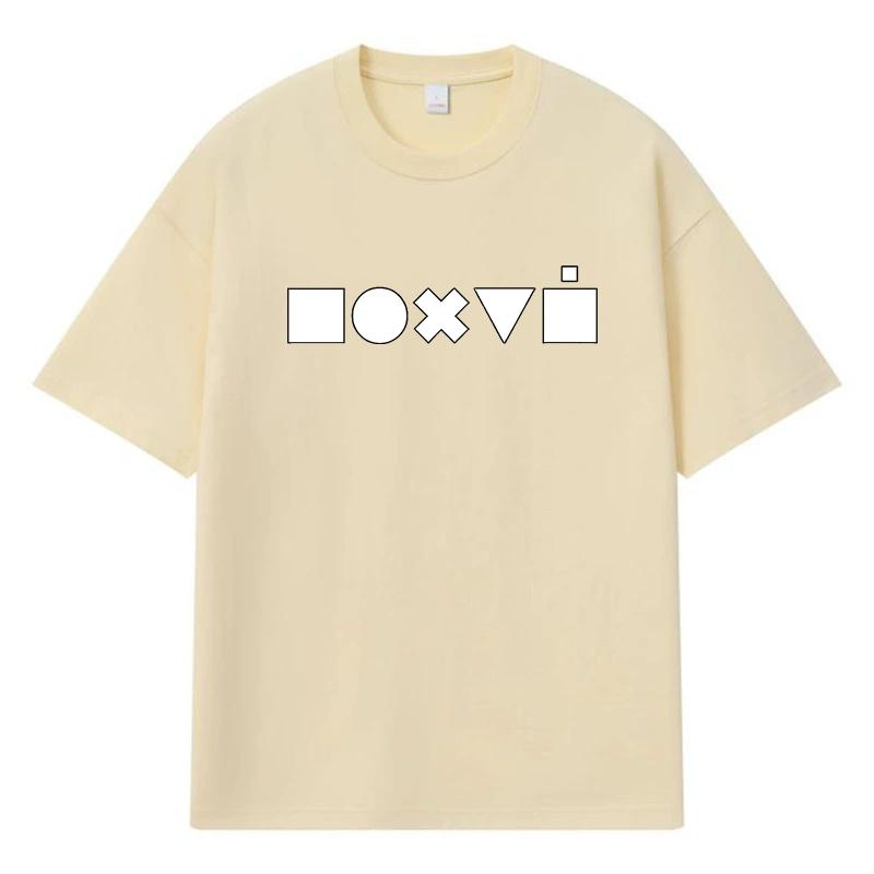 2026 Square Circle Cross Triangle Printed Graphic Streetwear Y2k Harajuku 100% Cotton T Shirt Casual Oversized Summer Men T-shirt