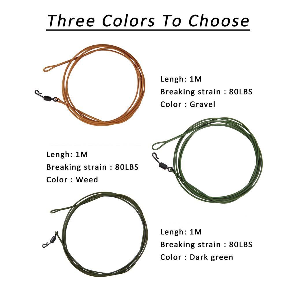 1Pcs 1M 80LB Carp Fishing Leader Line Strong Fluorocarbon Wire Leader With Rolling Quick Change Swivels Fishing Line Tackles